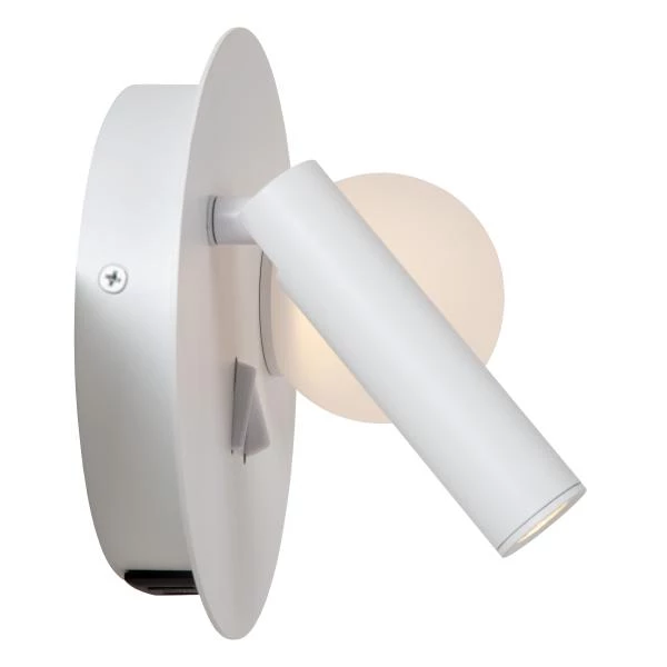 Lucide MATIZ - Bedside lamp / Wall light - LED - 1x3,7W 3000K - With USB charging point - White - detail 2